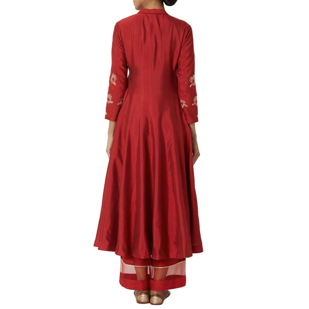 Devnaagri Maroon Kurta and Palazzo with Dupatta (Set of 3)