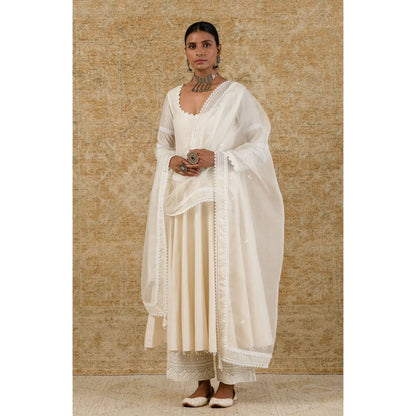 Devnaagri Ivory Chanderi Anarkali and Pant with Dupatta (Set of 3)