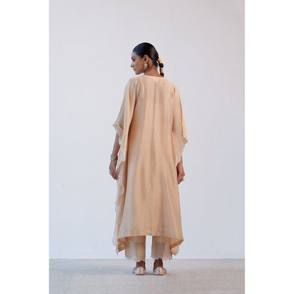 Devnaagri Beige Ivory Chanderi Kaftan and Palazzo (Set of 2)