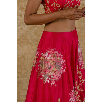 Devnaagri Fuchsia Chanderi Silk Lehenga and Blouse with Dupatta (Set of 3)