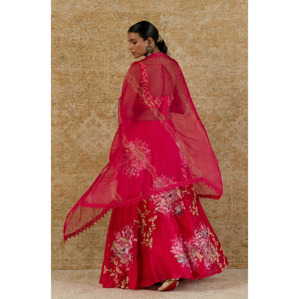 Devnaagri Fuchsia Chanderi Silk Lehenga and Blouse with Dupatta (Set of 3)