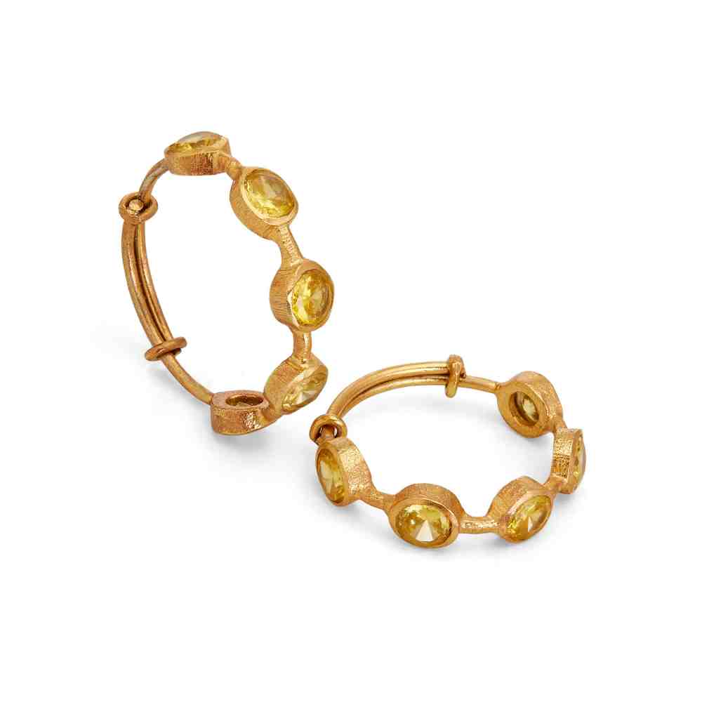 Dhwani Bansal Delicate Gold Plated Adjustable Kandi Ring with Yellow Citrine Crytals