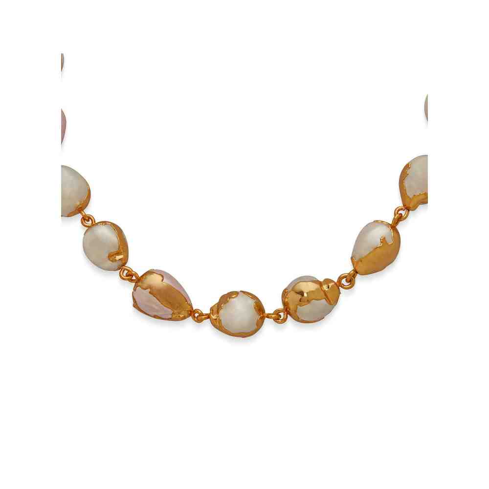 Dhwani Bansal Luna Necklace With Series Of Gold Dipped Baroque Pearls & Adjustable Gold Plated Clasp
