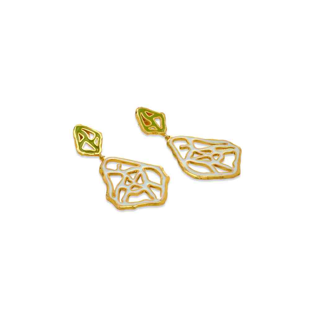 Dhwani Bansal Gold And Pastel Blue Green Enamel Tala Earrings
