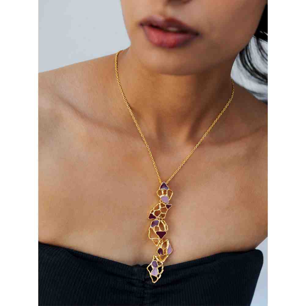 Dhwani Bansal Adjustable Gold And Purple Enamel Gaia Necklace