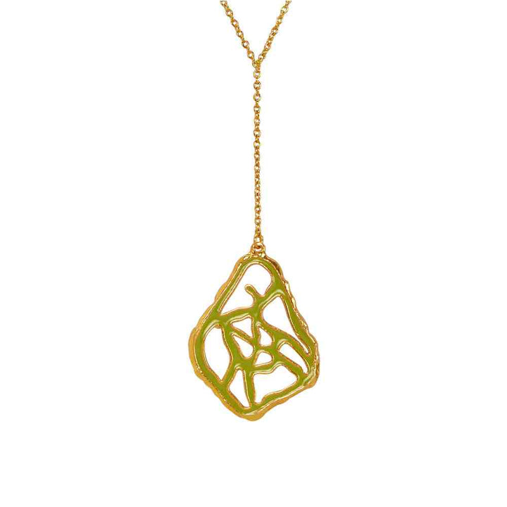 Dhwani Bansal Adjustable Gold And Pastel Green Enamel Tala Necklace