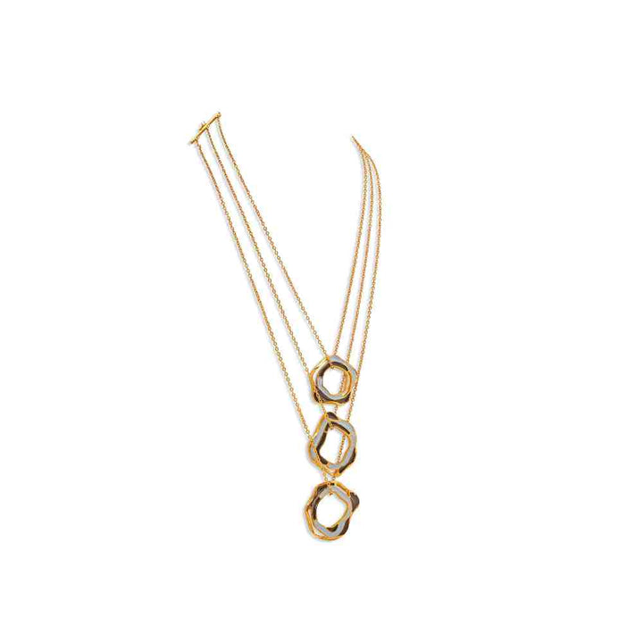 Dhwani Bansal Adjustable Gold And Blue Black Enamel Aqua Layered Necklace