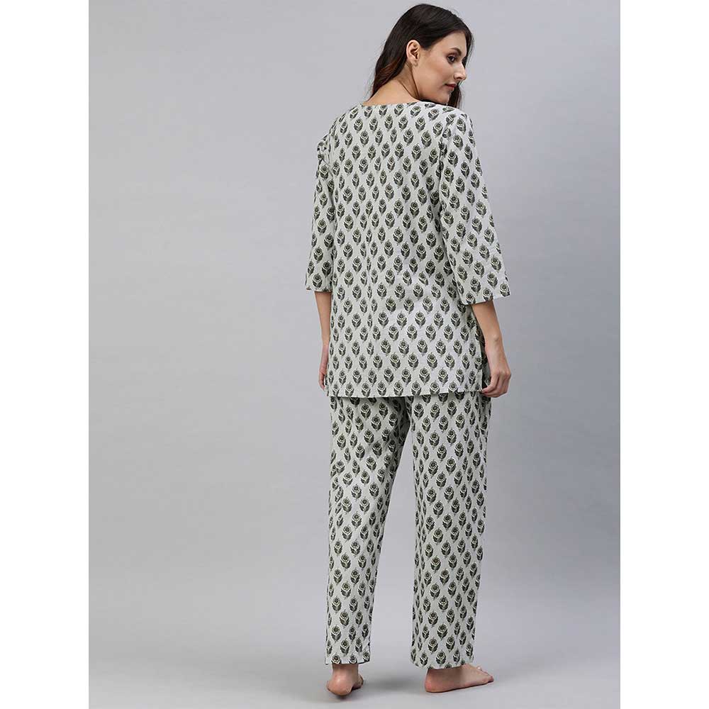 Divena Grey Color Cotton Loungewear/Nightwear (Set of 2)