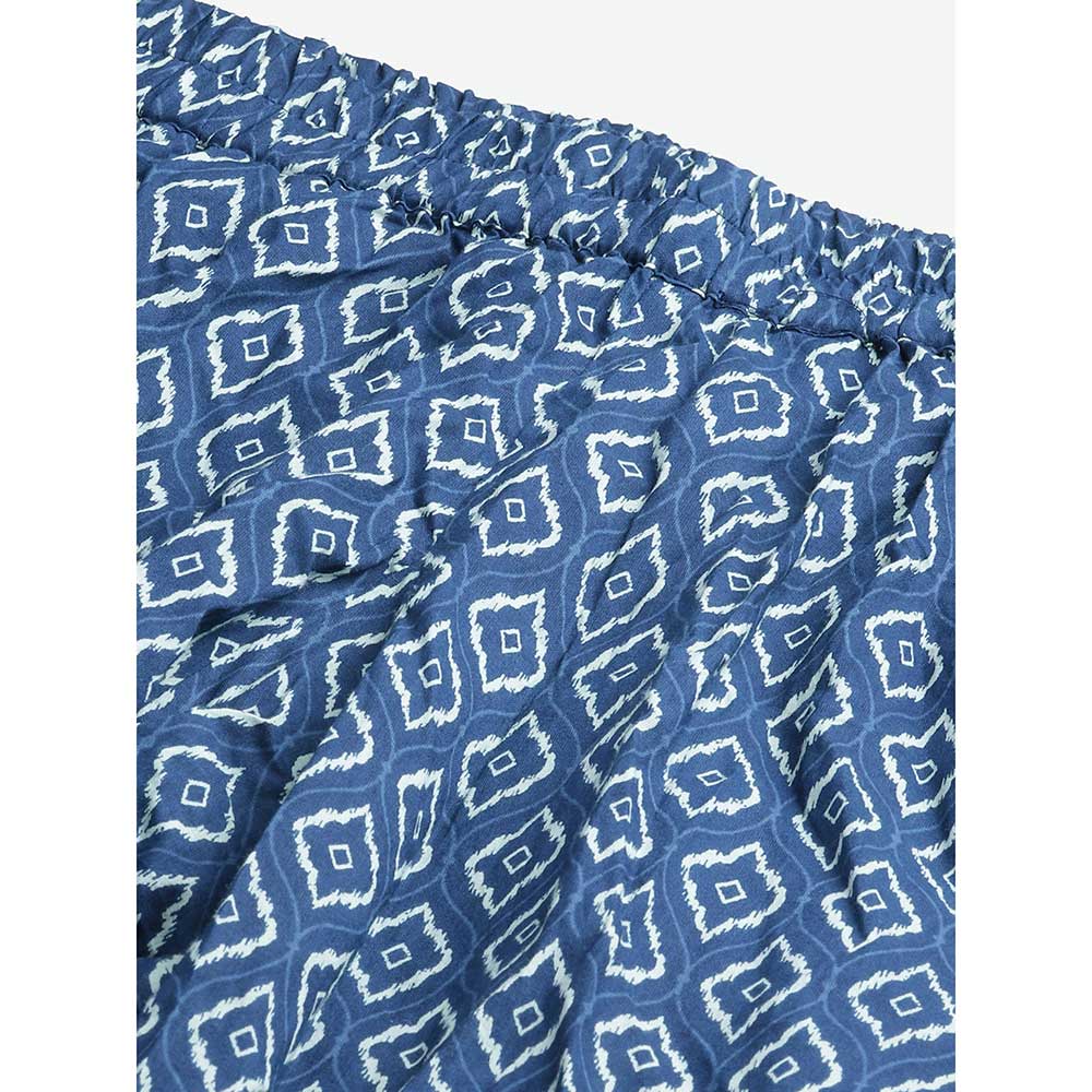 Divena Navy Blue Printed Cotton Nightsuit (Set of 2)