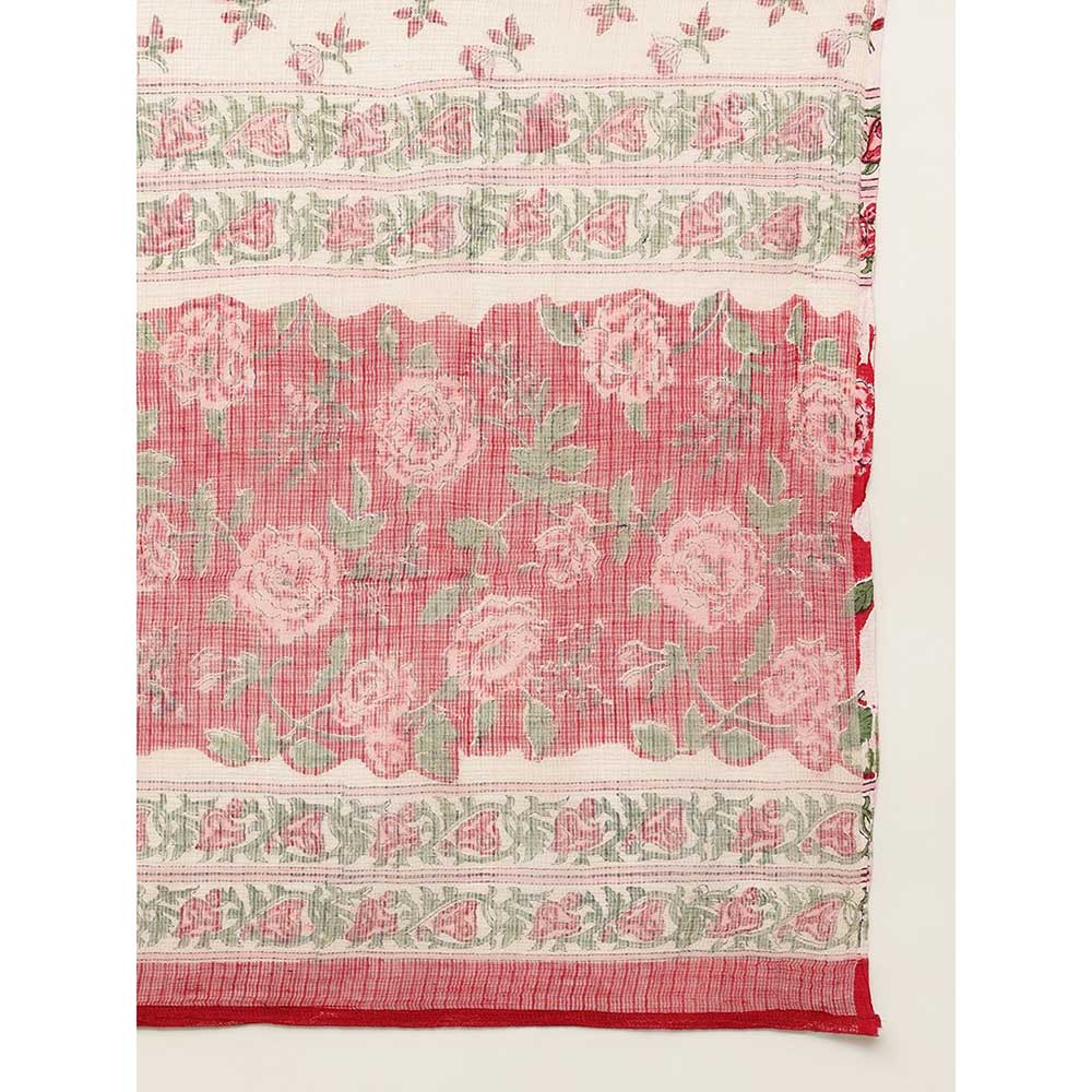 Divena Floral Handblock Cotton Kurta With Salwar And Dupatta (Set of 3)