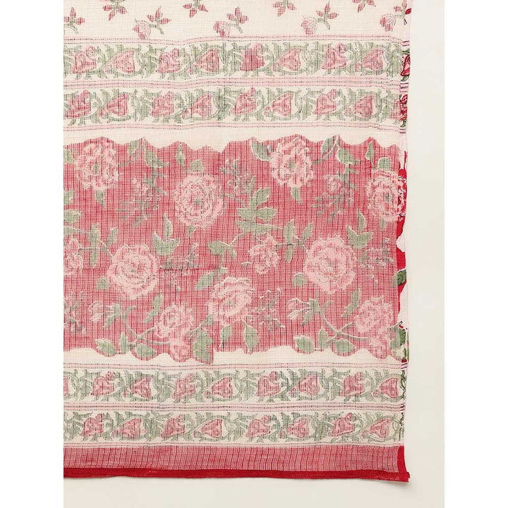 Divena Floral Handblock Cotton Kurta With Salwar And Dupatta (Set of 3)
