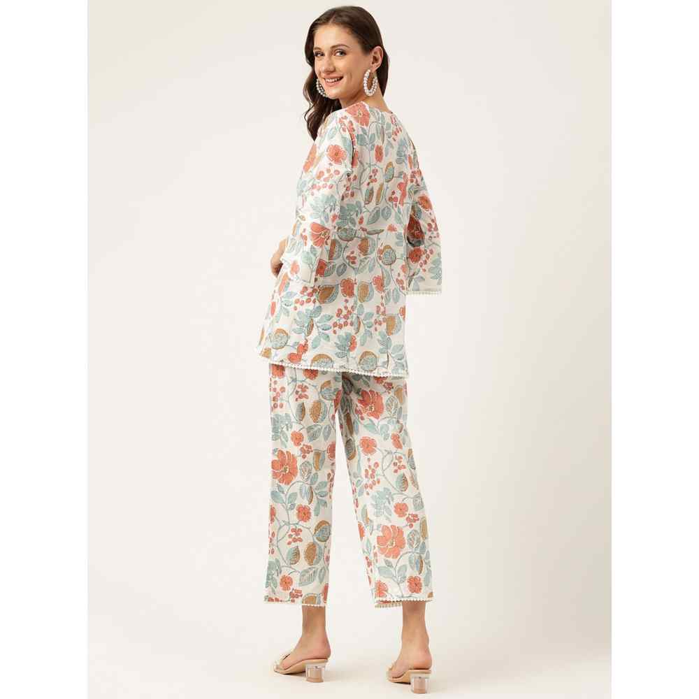 Divena Floral Printed Cotton Tunic With Pant (Set of 2)