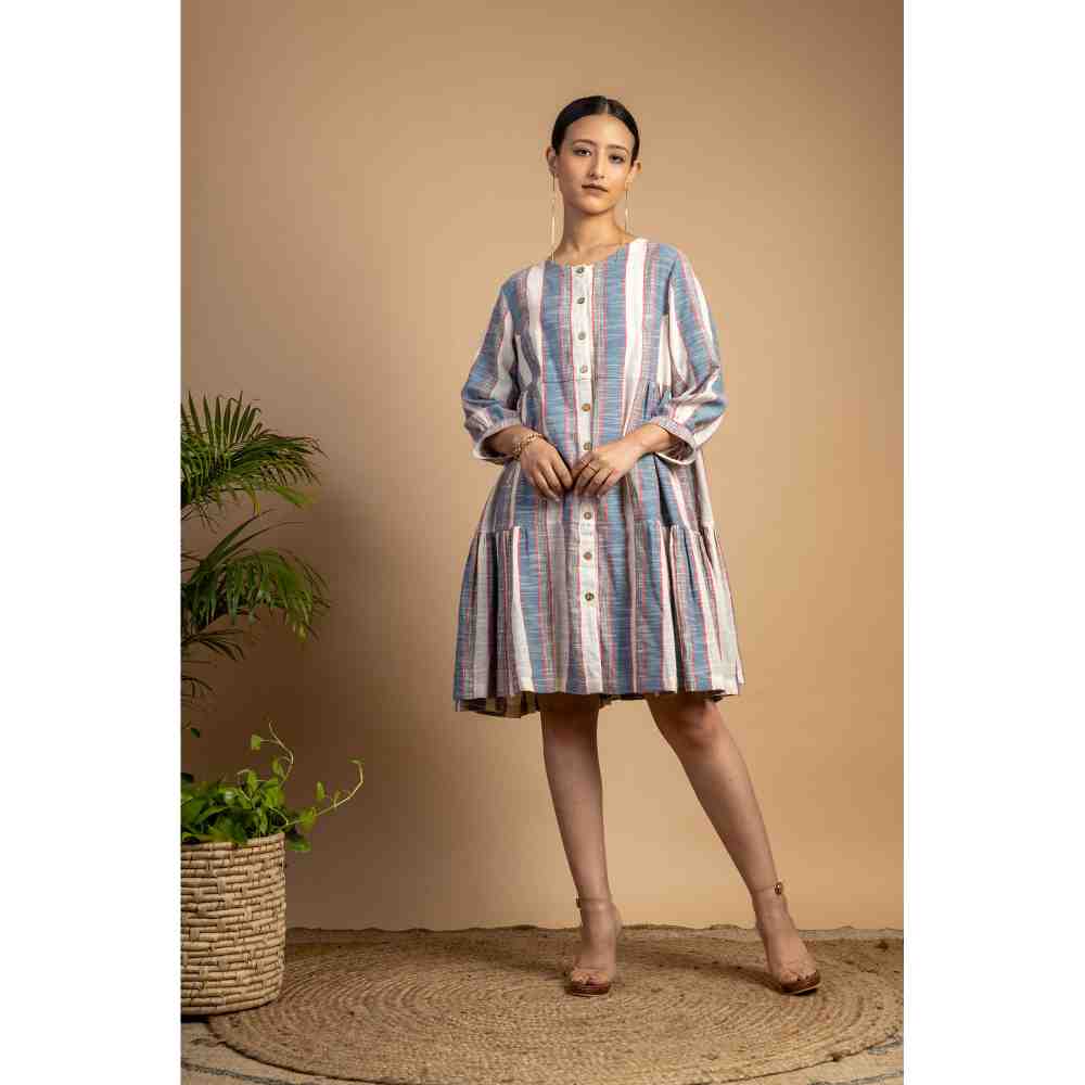 Doodlage Multicolor Striped Tiered Dress
