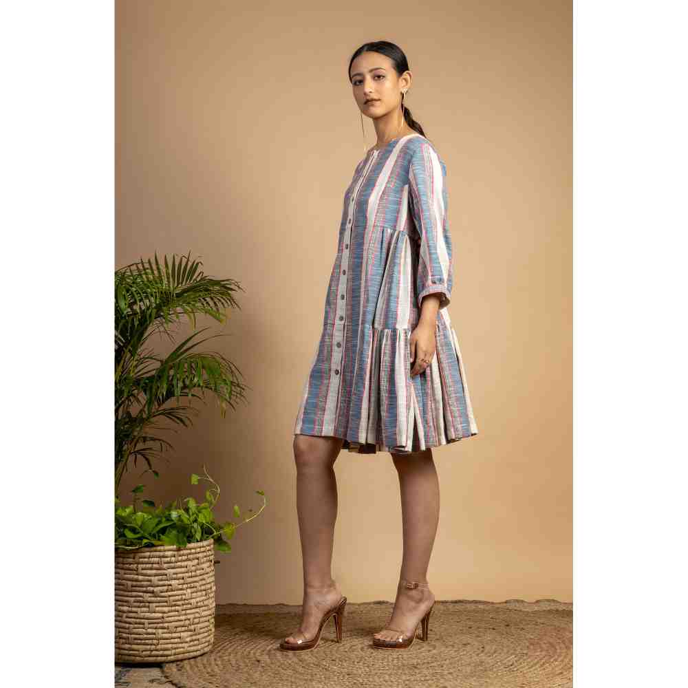 Doodlage Multicolor Striped Tiered Dress