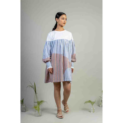 Doodlage Multicolor Panelled Gathered Dress
