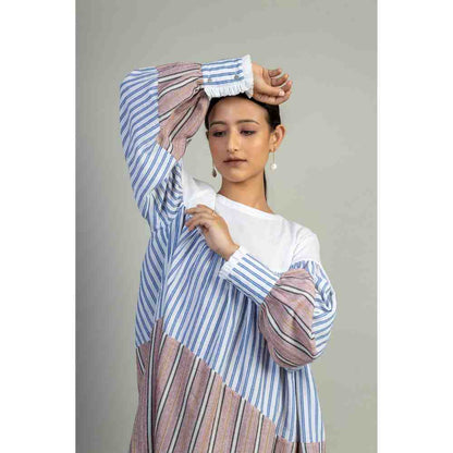 Doodlage Multicolor Panelled Gathered Dress