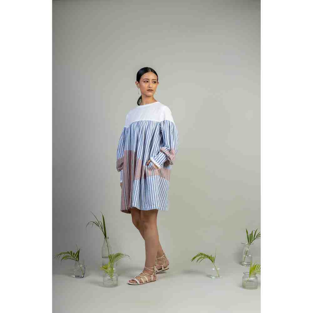Doodlage Multicolor Panelled Gathered Dress