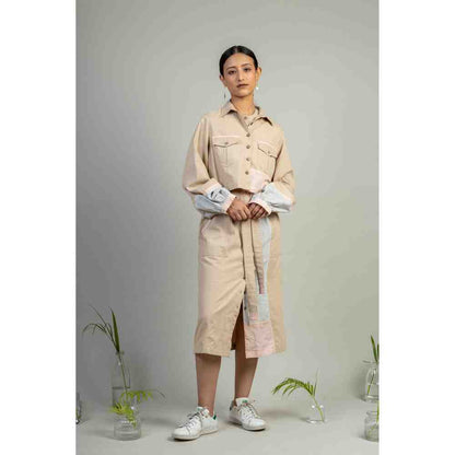 Doodlage Beige Puff Sleeve Crop Jacket