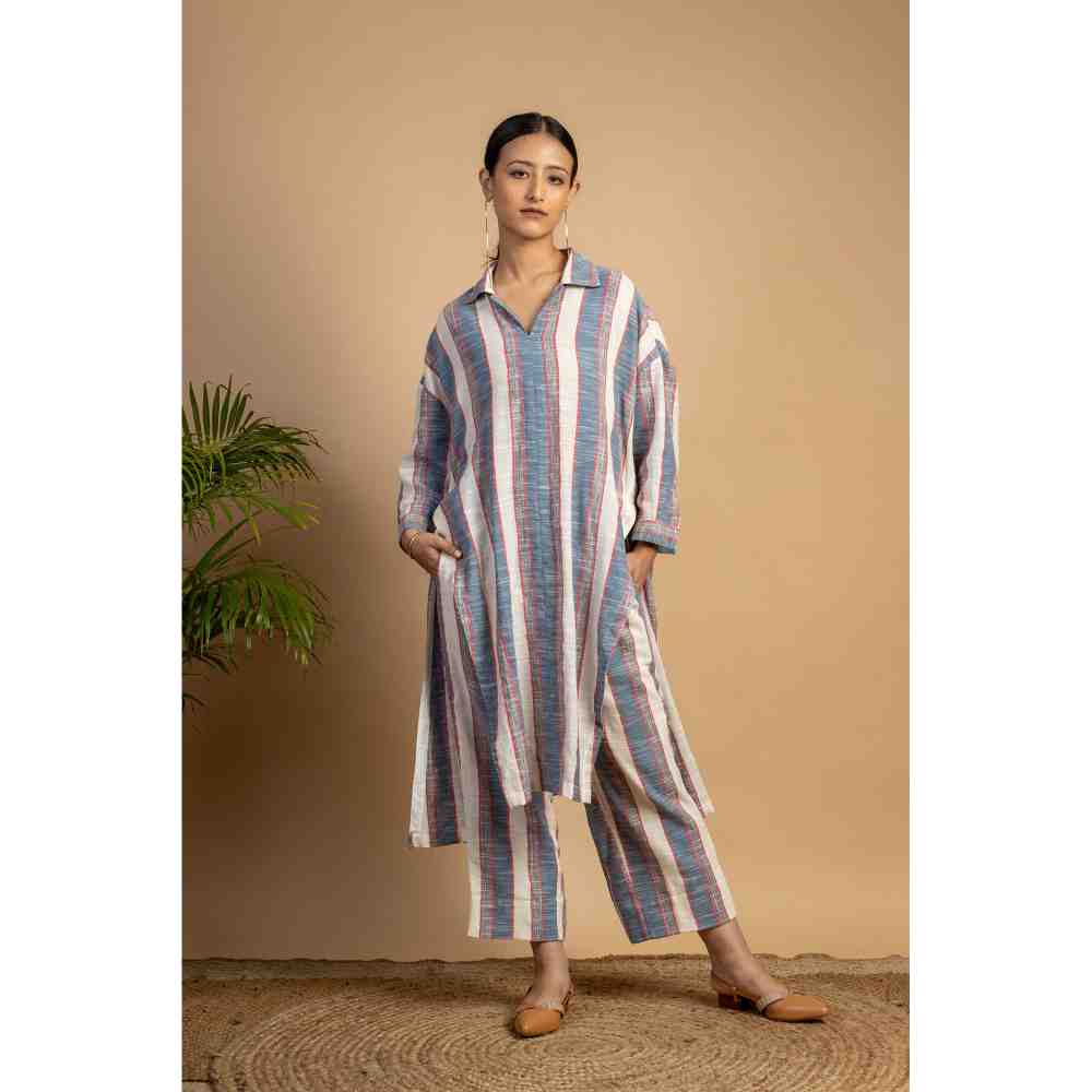 Doodlage Multicolor Striped Tunic And Pant Set (Set of 2)
