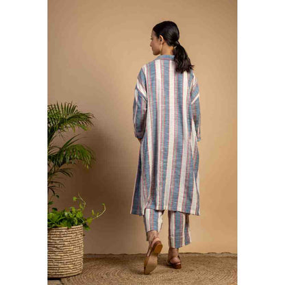 Doodlage Multicolor Striped Tunic And Pant Set (Set of 2)