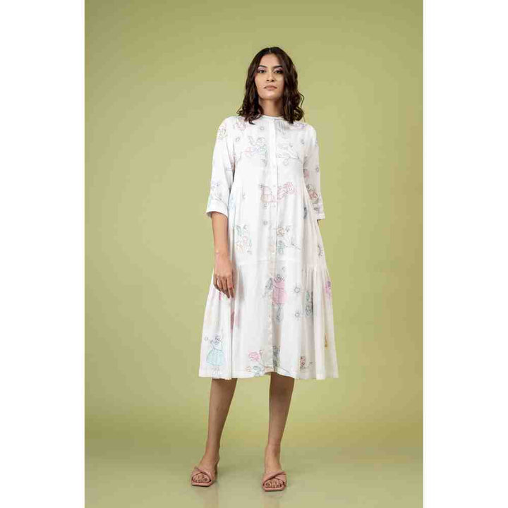 Doodlage White Embroidered Tiered Dress