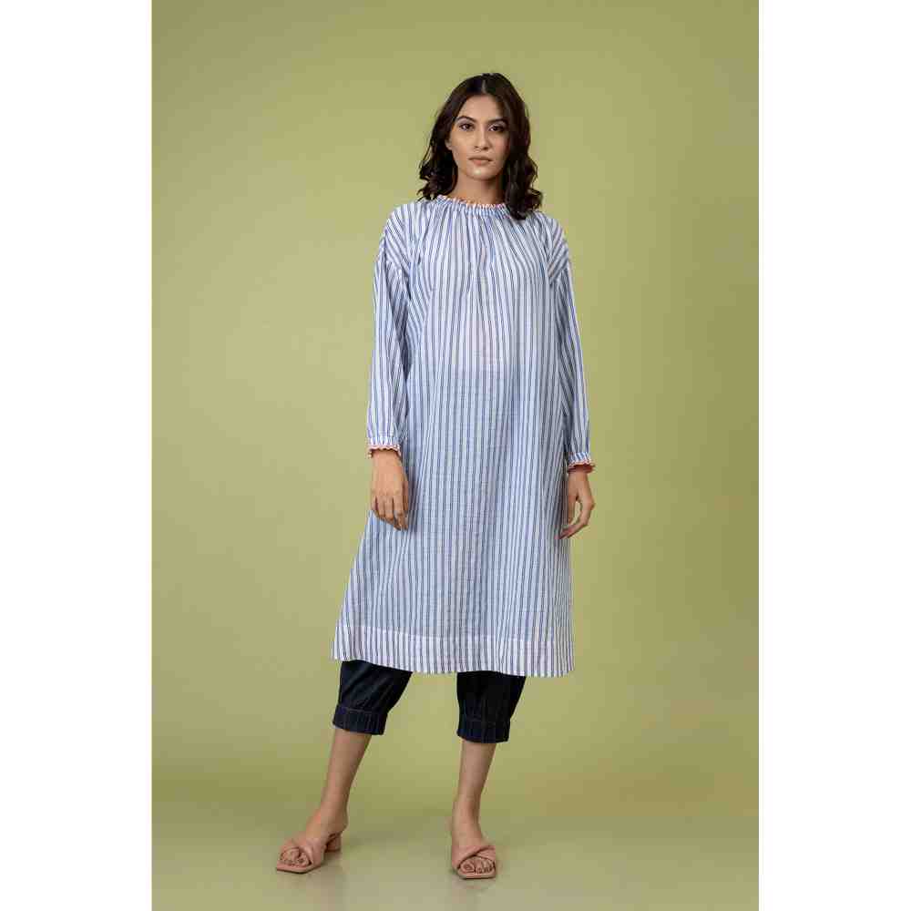 Doodlage Blue And White Striped Dress