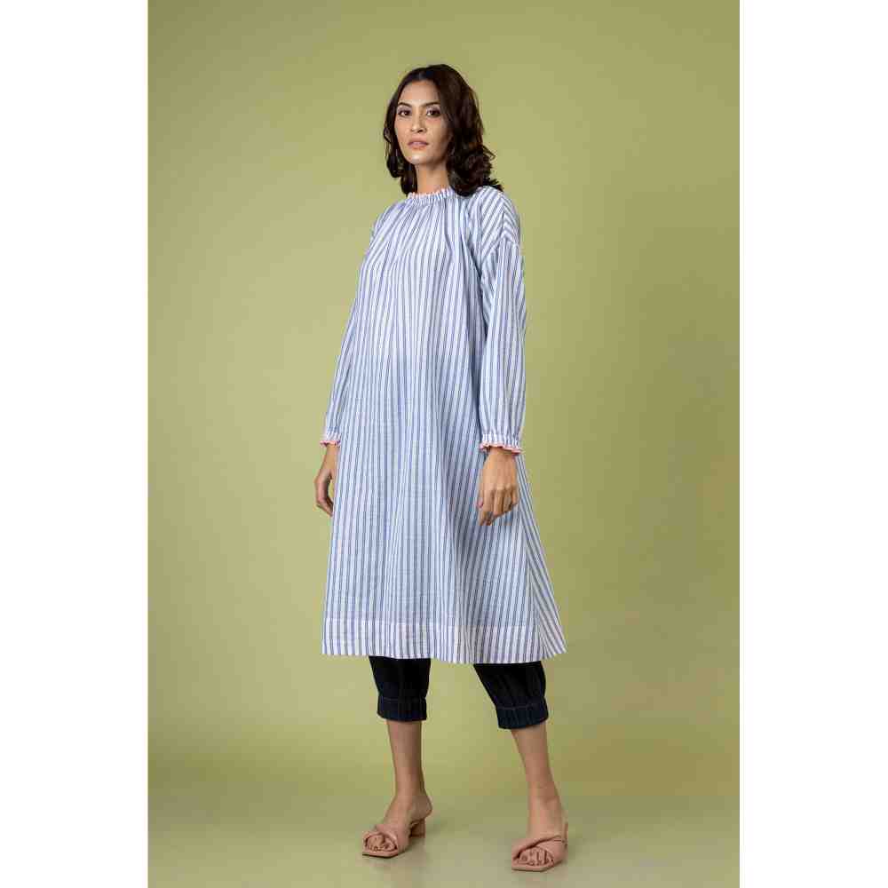 Doodlage Blue And White Striped Dress