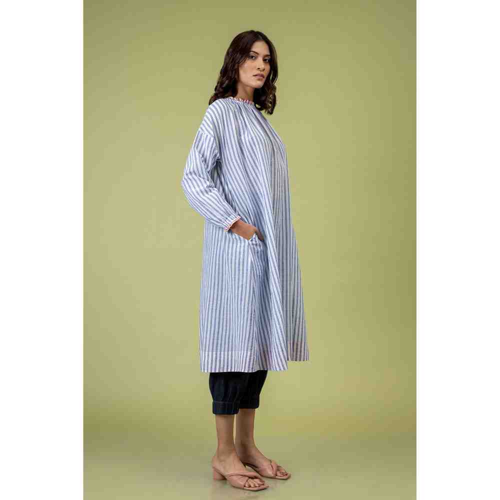 Doodlage Blue And White Striped Dress
