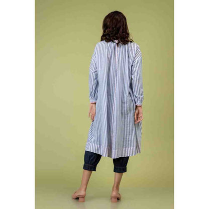 Doodlage Blue And White Striped Dress