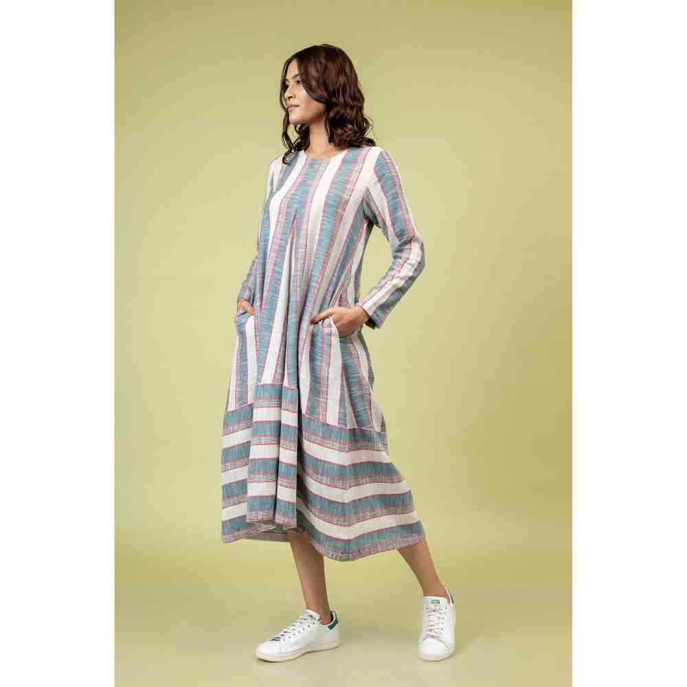 Doodlage Multicolor Striped Flared Dress