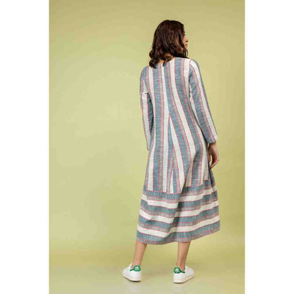 Doodlage Multicolor Striped Flared Dress