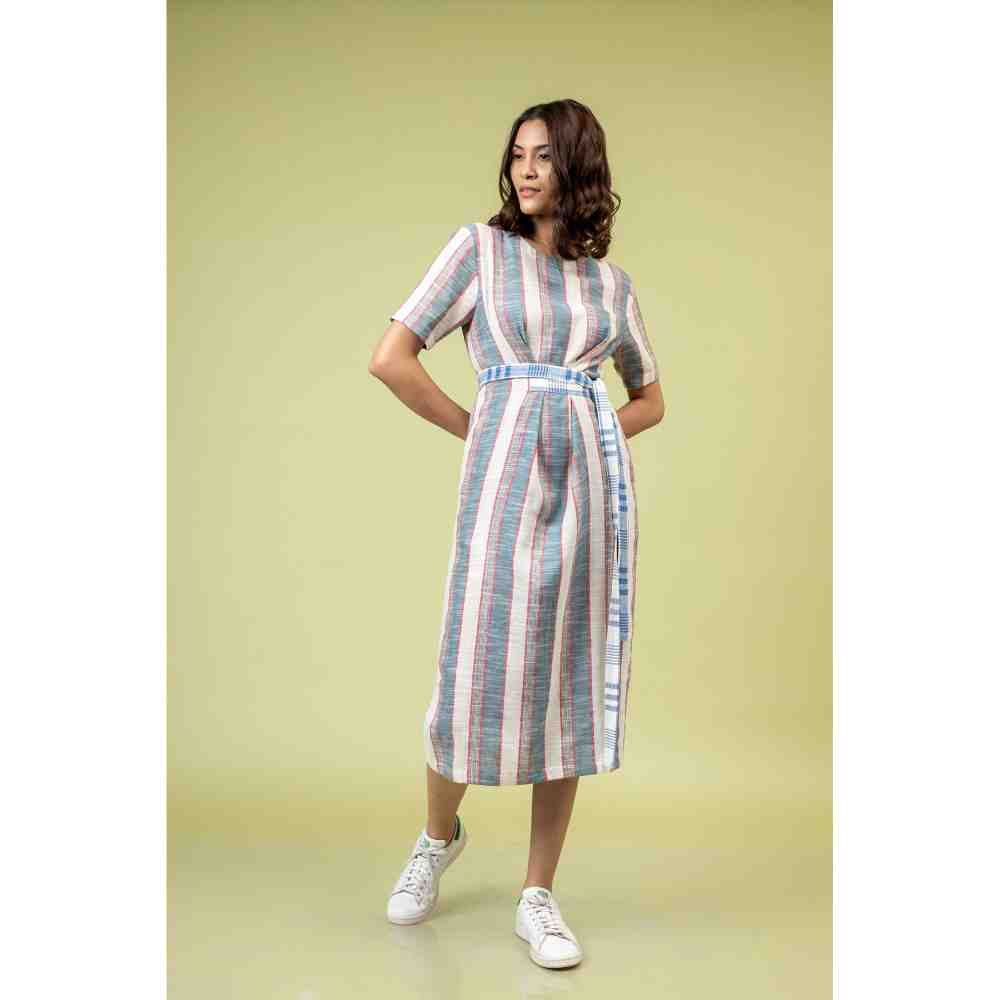 Doodlage Multicolor Striped Knotted Dress