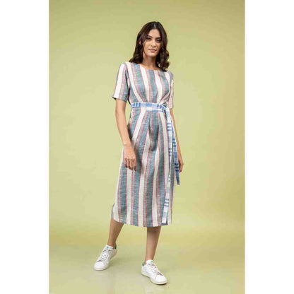 Doodlage Multicolor Striped Knotted Dress