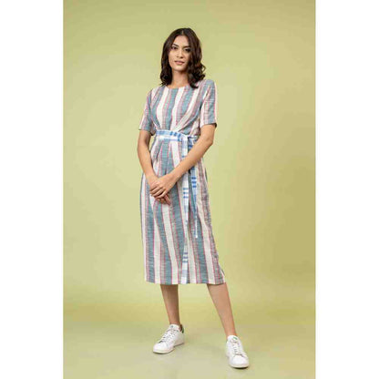 Doodlage Multicolor Striped Knotted Dress