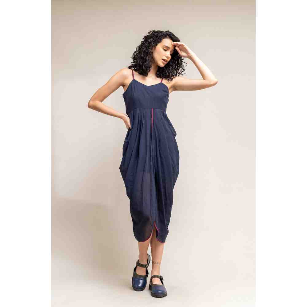Doodlage Blue Drapey Dress