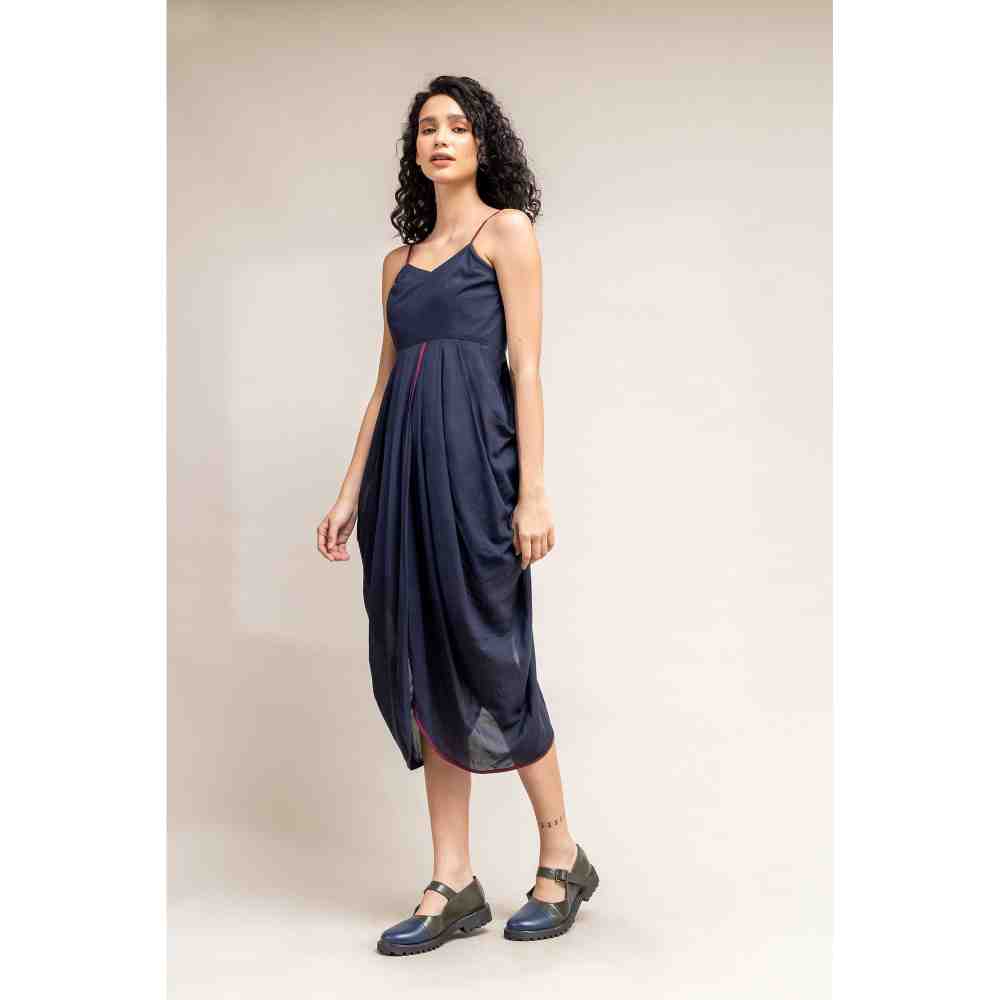 Doodlage Blue Drapey Dress