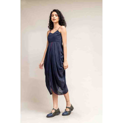 Doodlage Blue Drapey Dress