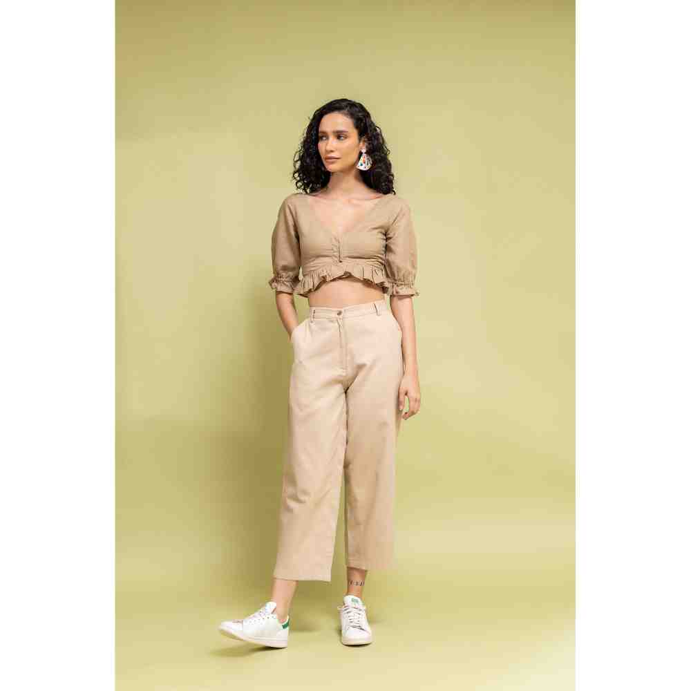 Doodlage Beige Regulat Fit Pants