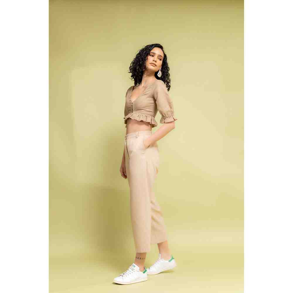 Doodlage Beige Regulat Fit Pants