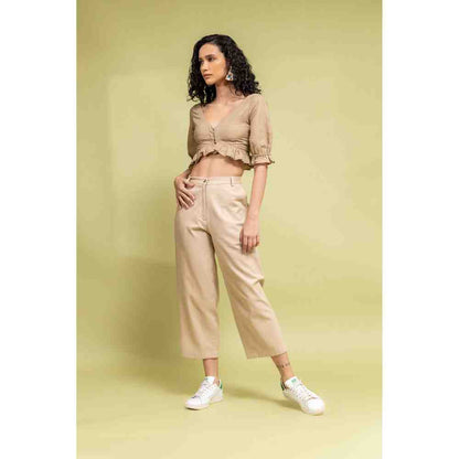 Doodlage Beige Regulat Fit Pants