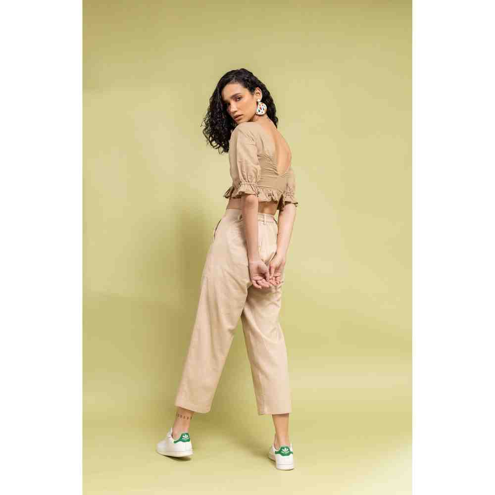 Doodlage Beige Regulat Fit Pants