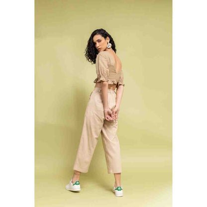 Doodlage Beige Regulat Fit Pants