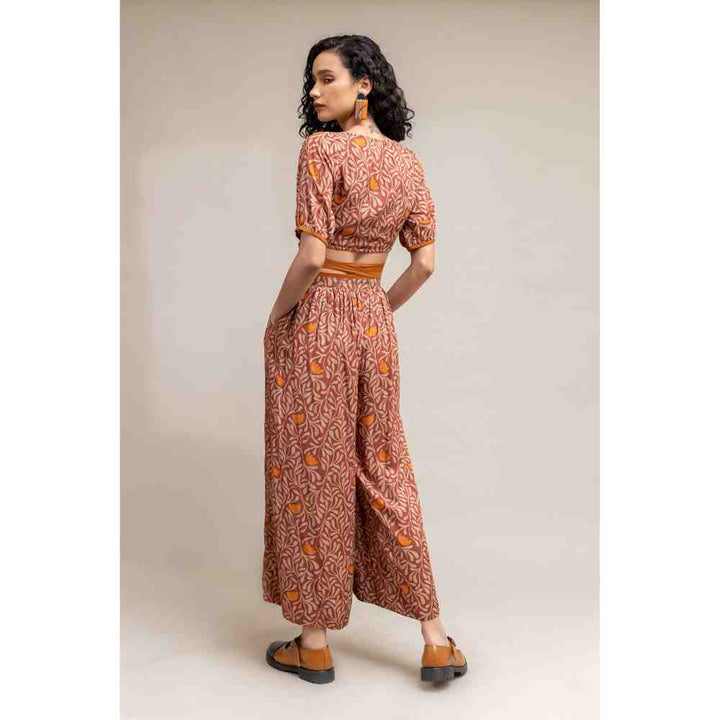 Doodlage Rust Print Flared Trousers