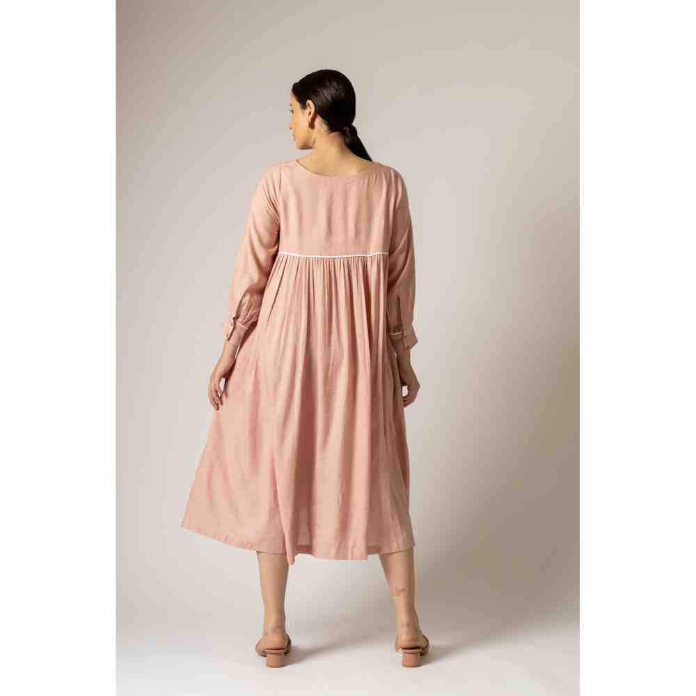 Doodlage Cotton Flared Yayoi Pink Dress