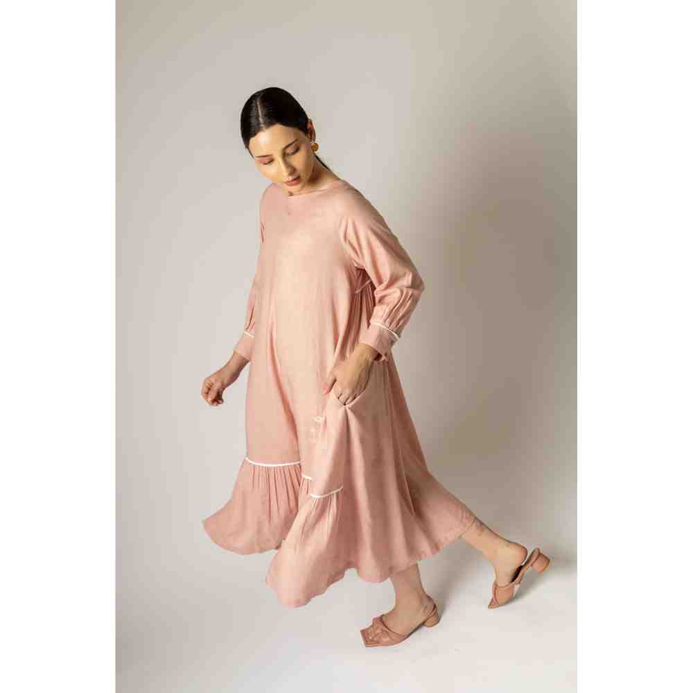 Doodlage Cotton Flared Yayoi Pink Dress