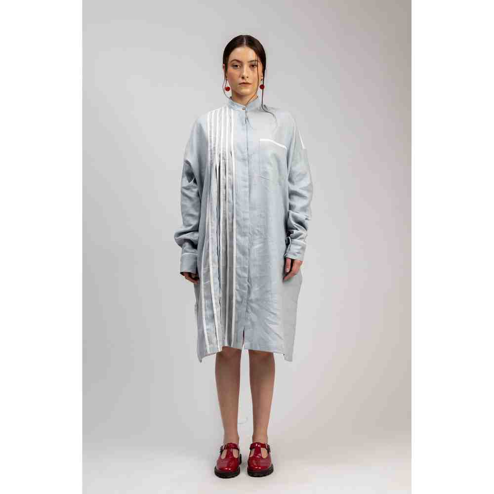 Doodlage Ice Blue Oversized Pleated Fiona Dress