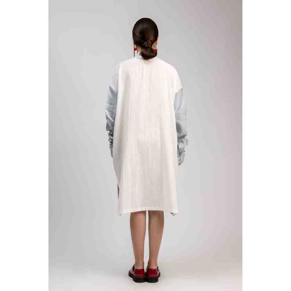 Doodlage Ice Blue Oversized Pleated Fiona Dress