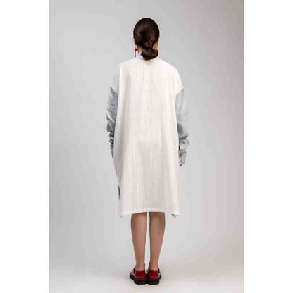 Doodlage Ice Blue Oversized Pleated Fiona Dress