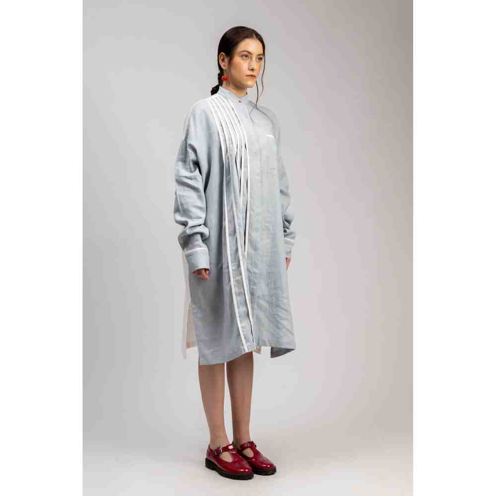 Doodlage Ice Blue Oversized Pleated Fiona Dress
