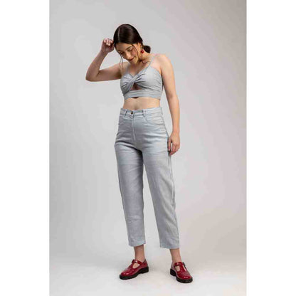 Doodlage Ice Blue Twisted Bralette and Pant Maria (Set of 2)